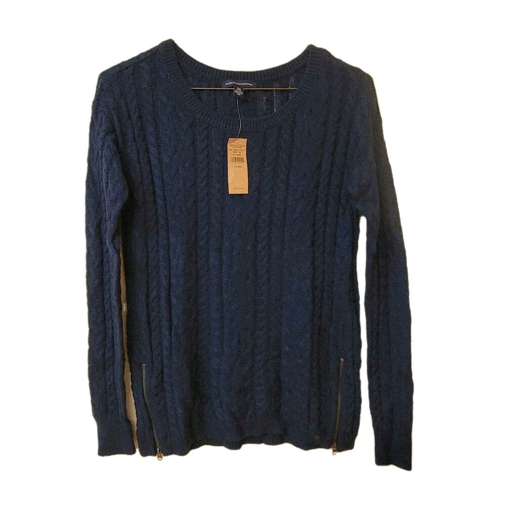 NWT American Eagle Outfitters  Blue Knitted Size XXS Women Sweater With Zippers